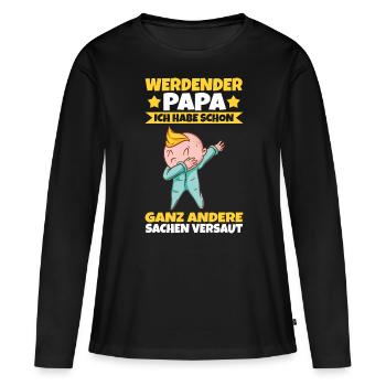 Vater Vatertag Werdender Papa - Frauen Premium Bio Langarmshirt - Schwarz - Vorne - Julia (174cm)