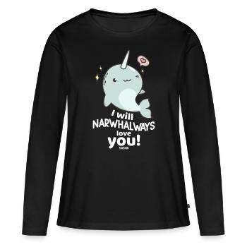 Narval - T-shirt manches longues Premium bio Femme - noir - Devant - Julia (174cm)