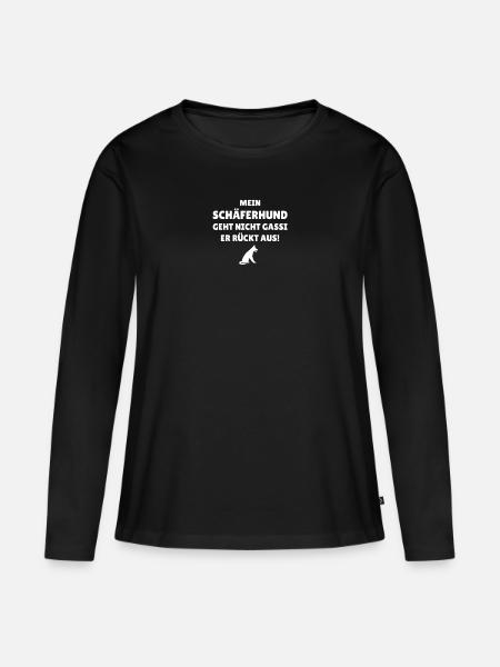 Mein Schäferhund geht nicht Gassi - er rückt aus - Frauen Premium Bio Langarmshirt - Schwarz