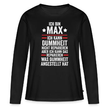 Max - Women's Premium Organic Long Sleeve Shirt - black - Front - Julia (174cm)