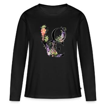 LOVE Fleurs - L’amour des fleurs - La mariée - Bachelorette - T-shirt manches longues Premium bio Femme - noir - Devant - Julia (174cm)