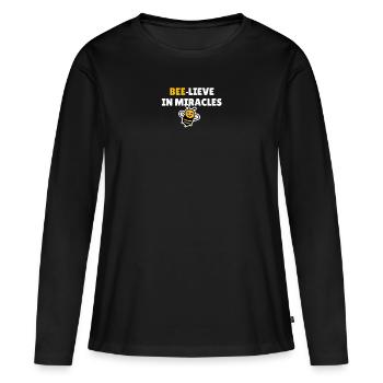 Abeille-lieve dans les miracles - T-shirt manches longues Premium bio Femme - noir - Devant - Julia (174cm)