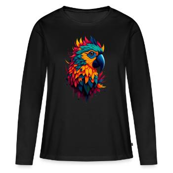 macaw - Women's Premium Organic Long Sleeve Shirt - black - Front - Julia (174cm)
