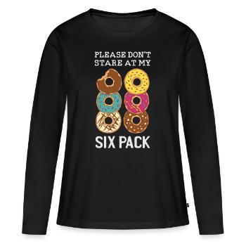 Starr nicht auf mein Six Pack - Frauen Premium Bio Langarmshirt - Schwarz - Vorne - Julia (174cm)
