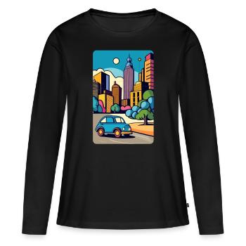 Voiture en ville - T-shirt manches longues Premium bio Femme - noir - Devant - Julia (174cm)