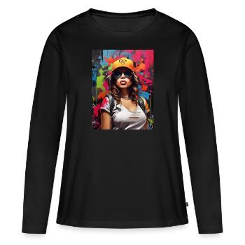 Graffiti style - T-shirt manches longues Premium bio Femme - noir - Devant - Julia (174cm)