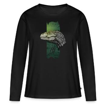 Poursuite rapide : Vélociraptor en mouvement - T-shirt manches longues Premium bio Femme - noir - Devant - Julia (174cm)