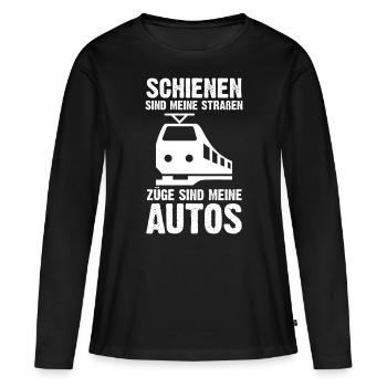 Chemin de fer miniature Train miniature Train Chemin de fer Chemin de fer Chemin de fer Train miniature Train modèle T - T-shirt manches longues Premium bio Femme - noir - Devant - Julia (174cm)