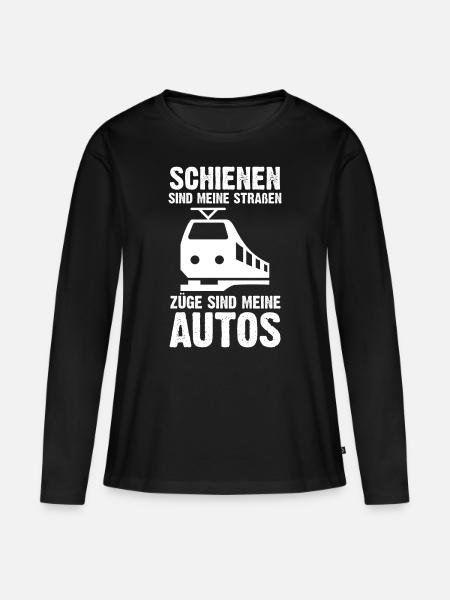 Modelleisenbahn Modellzug Zug Eisenbahner Eisenbah - Frauen Premium Bio Langarmshirt - Schwarz