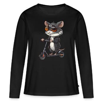 Rattenroller - Frauen Premium Bio Langarmshirt - Schwarz - Vorne - Julia (174cm)