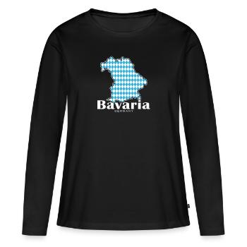 Bavière, Allemagne, Contour Drapeau - T-shirt manches longues Premium bio Femme - noir - Devant - Julia (174cm)