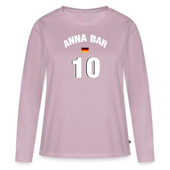 Ann Bar Team Deutschland - Frauen Premium Bio Langarmshirt - Altrosa - Vorne - Julia (174cm)