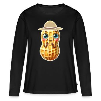 Erdnuss Erdnüsse Kinder Kind Nuss Nüsse - Frauen Premium Bio Langarmshirt - Schwarz - Vorne - Julia (174cm)