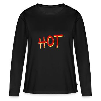Chaud - T-shirt manches longues Premium bio Femme - noir - Devant - Julia (174cm)