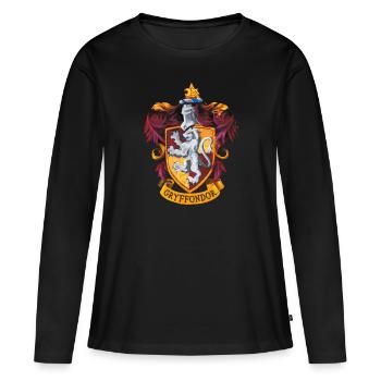 Harry Potter Emblème Gryffondor Peinture - T-shirt manches longues Premium bio Femme - noir - Devant - Julia (174cm)