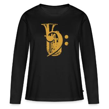 Tuba Clé de fa Clé de tubiste - T-shirt manches longues Premium bio Femme - noir - Devant - Julia (174cm)