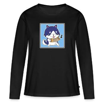 Chien avec accordéon - T-shirt manches longues Premium bio Femme - noir - Devant - Julia (174cm)