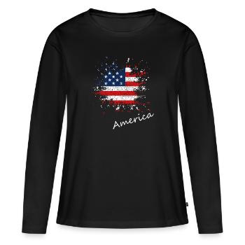 America Splash Vintage - Frauen Premium Bio Langarmshirt - Schwarz - Vorne - Julia (174cm)