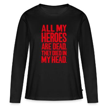 Tous mes héros - T-shirt manches longues Premium bio Femme - noir - Devant - Julia (174cm)