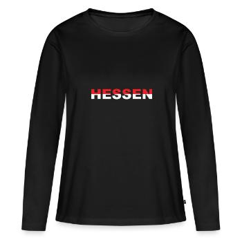 Drapeau hessois mot HE - T-shirt manches longues Premium bio Femme - noir - Devant - Julia (174cm)