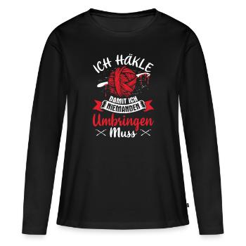 Cadeau de fil crochet crochet crochet crochet crochet - T-shirt manches longues Premium bio Femme - noir - Devant - Julia (174cm)