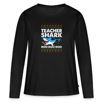 Teachershark cadeau de pull laid - T-shirt manches longues Premium bio Femme - noir - Devant - Julia (174cm)