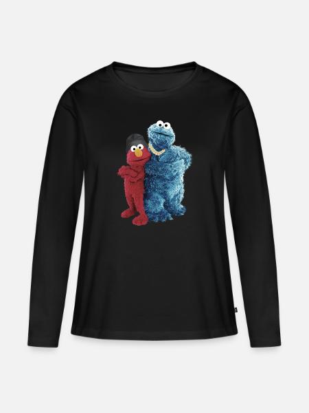 Sesamstraße Gangster Krümelmonster & Elmo - Frauen Premium Bio Langarmshirt - Schwarz