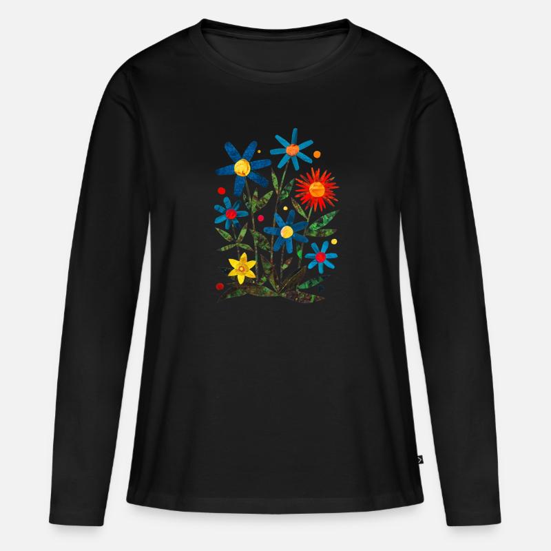 Blüten - Frauen Premium Bio Langarmshirt - Schwarz
