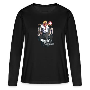 Trychler was söscht - T-shirt manches longues Premium bio Femme - noir - Devant - Julia (174cm)