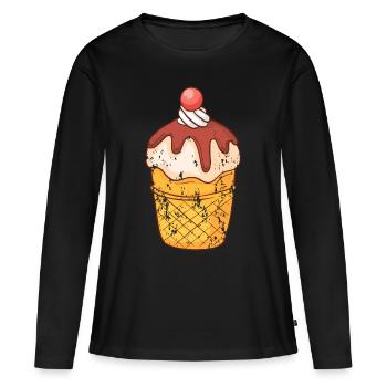 Retro Vintage Grunge Style Eis - Frauen Premium Bio Langarmshirt - Schwarz - Vorne - Julia (174cm)
