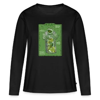 5 Rue Sésame Mordicus Poubelle - T-shirt manches longues Premium bio Femme - noir - Devant - Julia (174cm)
