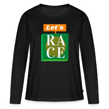 Das Rennen - Frauen Premium Bio Langarmshirt - Schwarz - Vorne - Julia (174cm)