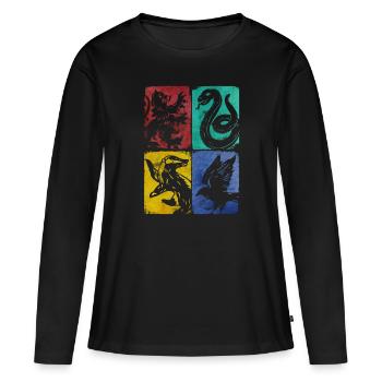 Harry Potter Houses Collage - Women's Premium Organic Long Sleeve Shirt - black - Front - Julia (174cm)