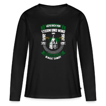 Hüte dich vor Sachsen, die in Rage sind! - Frauen Premium Bio Langarmshirt - Schwarz - Vorne - Julia (174cm)
