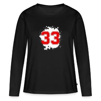 33 Nombre d’objets blob - T-shirt manches longues Premium bio Femme - noir - Devant - Julia (174cm)