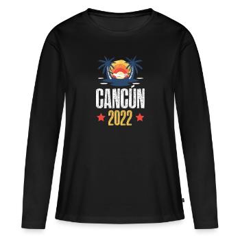 Cancun 2022 - T-shirt manches longues Premium bio Femme - noir - Devant - Julia (174cm)
