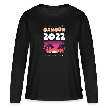 Cancun 2022 - T-shirt manches longues Premium bio Femme - noir - Devant - Julia (174cm)