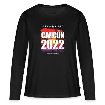 Cancun 2022 - T-shirt manches longues Premium bio Femme - noir - Devant - Julia (174cm)