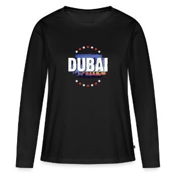 Dubaï - T-shirt manches longues Premium bio Femme - noir - Devant - Julia (174cm)