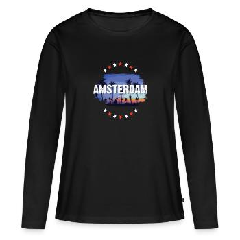 Amsterdam - T-shirt manches longues Premium bio Femme - noir - Devant - Julia (174cm)