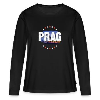 Prague - T-shirt manches longues Premium bio Femme - noir - Devant - Julia (174cm)