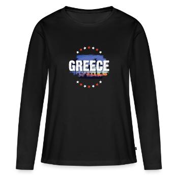 Grèce - T-shirt manches longues Premium bio Femme - noir - Devant - Julia (174cm)