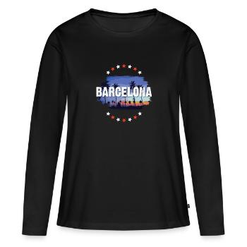 Barcelone - T-shirt manches longues Premium bio Femme - noir - Devant - Julia (174cm)