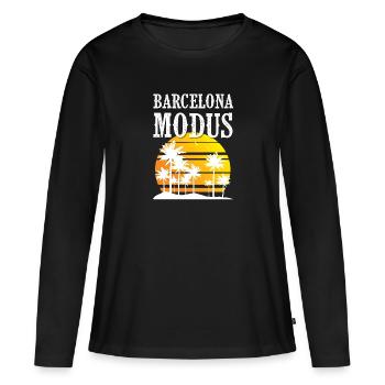 Barcelona Modus - Frauen Premium Bio Langarmshirt - Schwarz - Vorne - Julia (174cm)