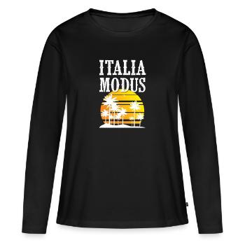 Italia Modus - Frauen Premium Bio Langarmshirt - Schwarz - Vorne - Julia (174cm)