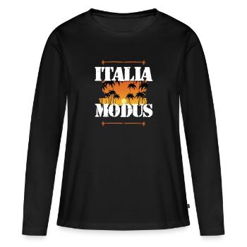 Italia Modus - Frauen Premium Bio Langarmshirt - Schwarz - Vorne - Julia (174cm)