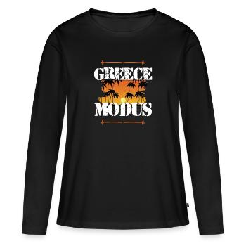 Greece Modus - Frauen Premium Bio Langarmshirt - Schwarz - Vorne - Julia (174cm)