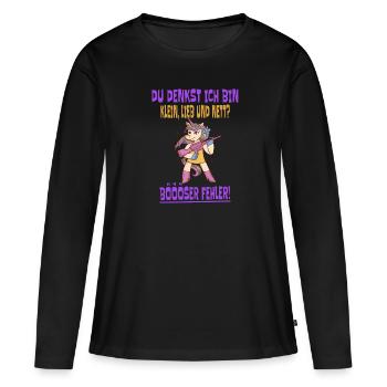 Einhorn Du Denkst Ich Bin Klein Lieb Und Nett - Frauen Premium Bio Langarmshirt - Schwarz - Vorne - Julia (174cm)