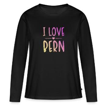 J’aime Berne - T-shirt manches longues Premium bio Femme - noir - Devant - Julia (174cm)