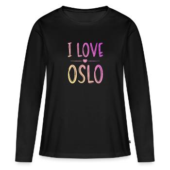 J’aime Oslo - T-shirt manches longues Premium bio Femme - noir - Devant - Julia (174cm)